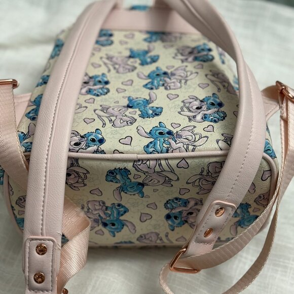 🎒 Disney Parks Loungefly Stitch & Angel Mini Backpack – Pastel Hearts Print - Picture 6 of 8